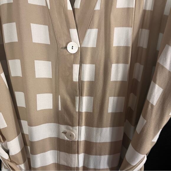 Garnet Hill Tan and White Checkered Midi Dress - Picture 5 of 11